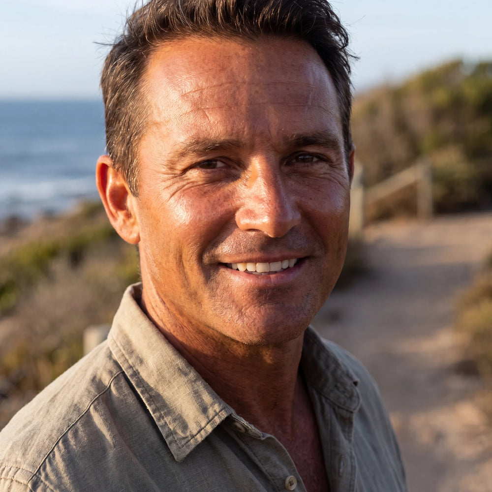 Bronzing Gel for Men — Natural Healthy Skin Tone in use