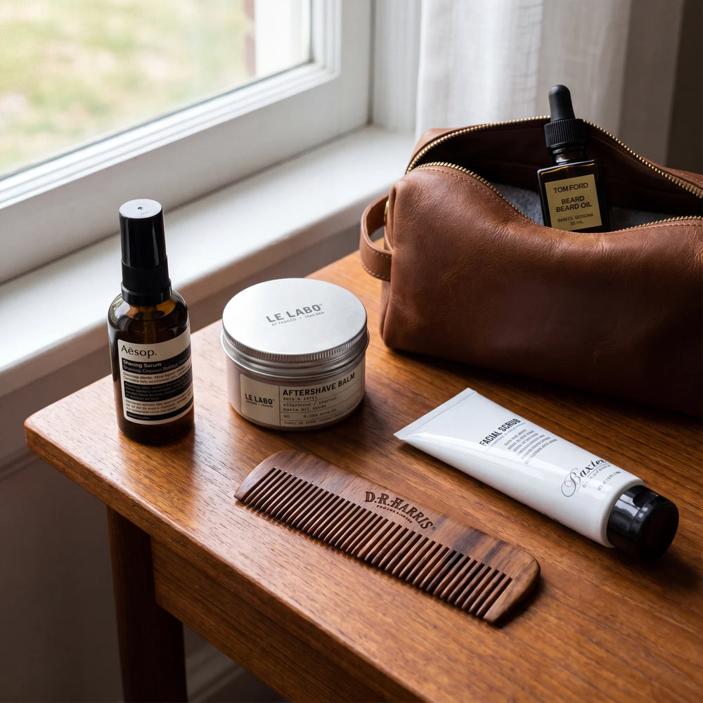 Mens Grooming Gift Set — The Complete Starter Kit in use