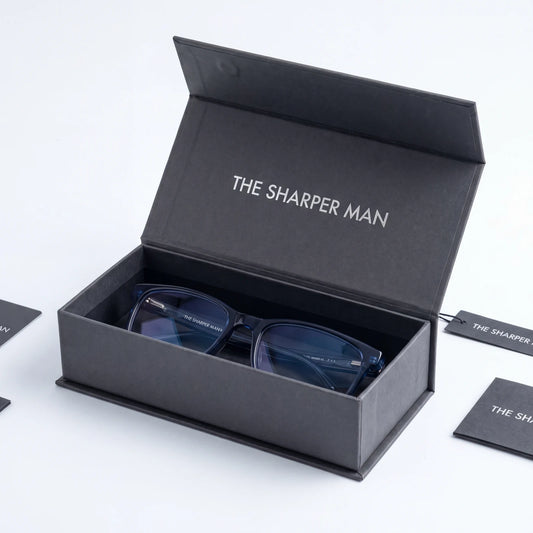 blue light glasses for men — less eye strain — The Sharper Man