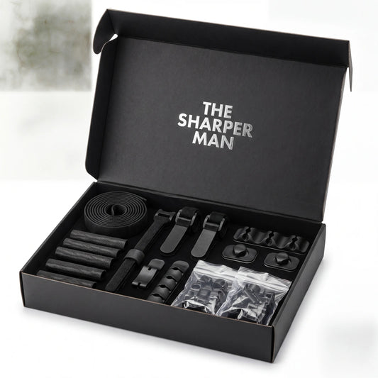 cable management kit for men — clean desk setup — The Sharper Man