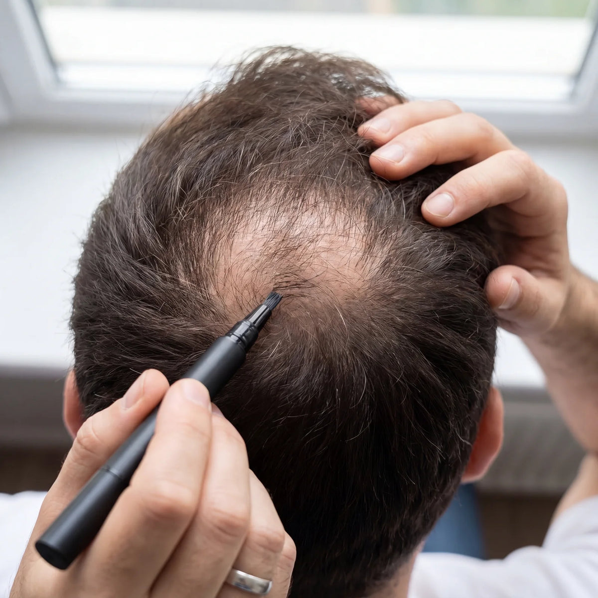 Before and after CROWNFIX | Scalp Concealer Pen for Men