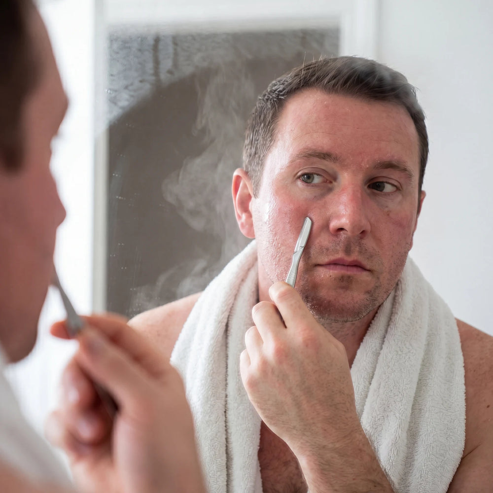 Face Steamer for Men — Open Pores Before Shaving in use
