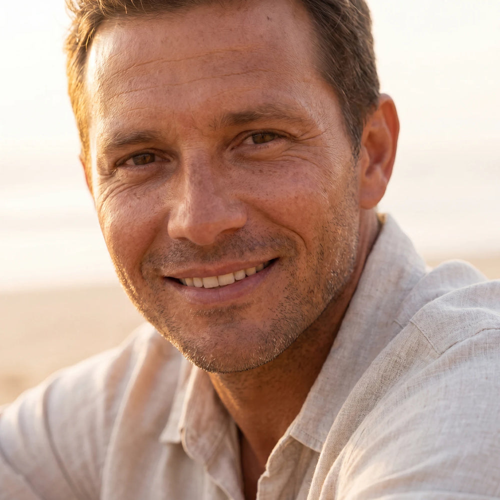 Face Tanning Device for Men — UV-Free Natural Tan in use