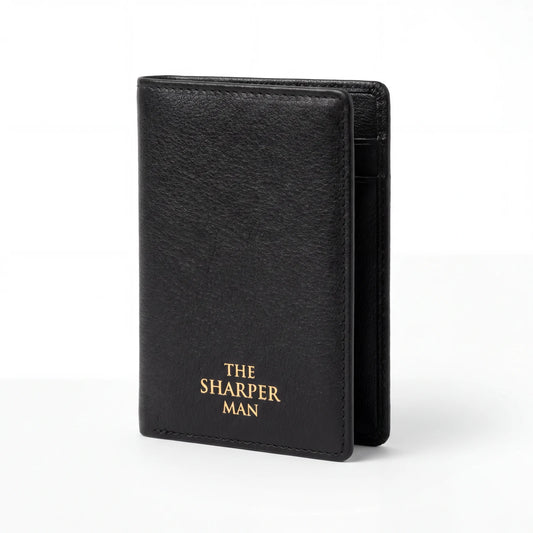leather card holder for men — slim front pocket carry — The Sharper Man