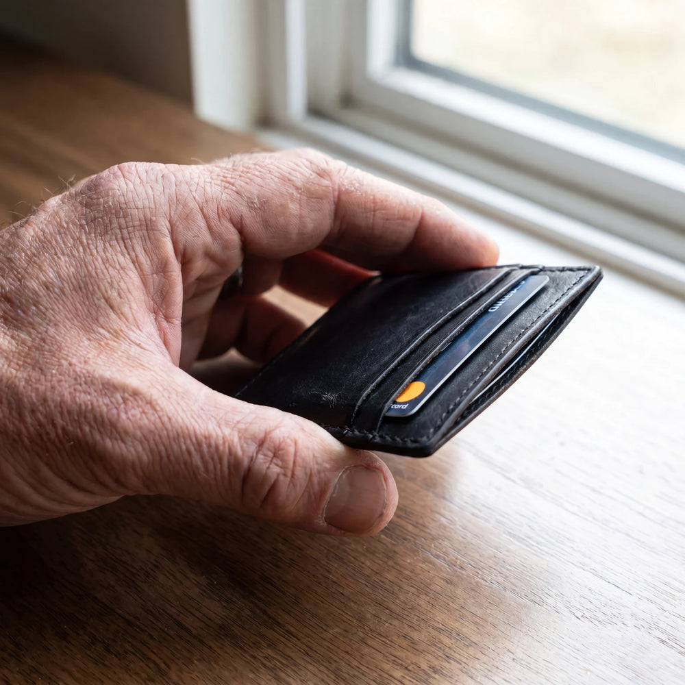 Leather Card Holder for Men — Slim Front Pocket