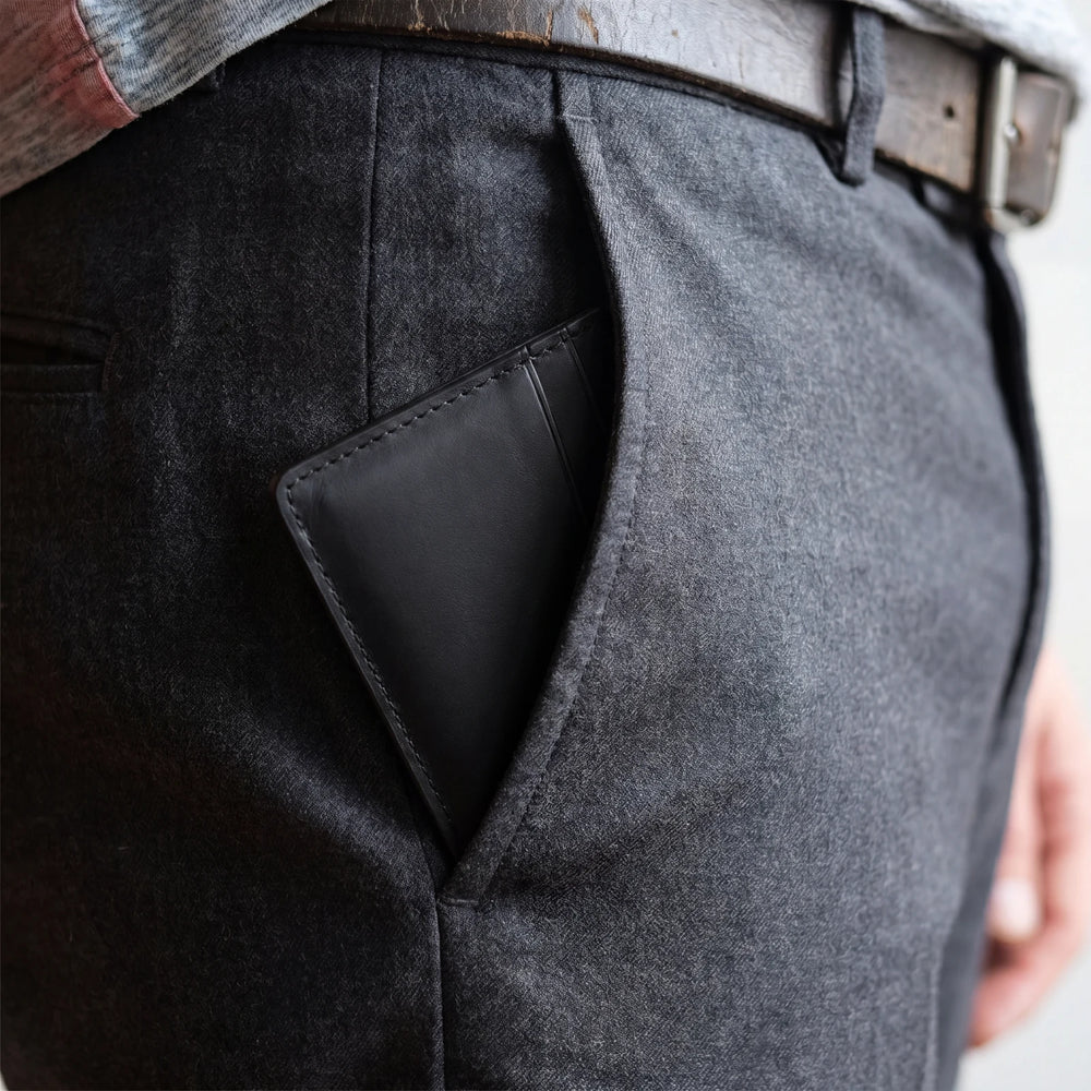 Leather Card Holder for Men — Slim Front Pocket in use