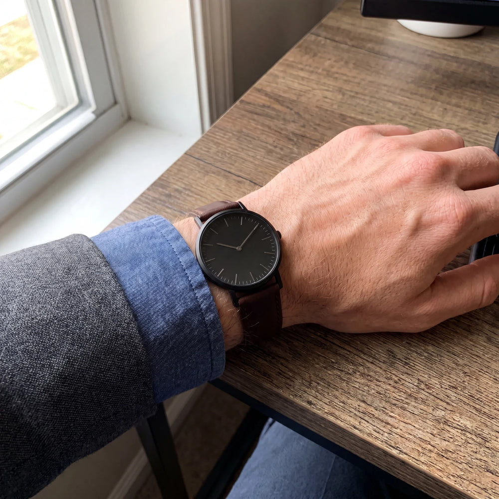 Minimalist Watch for Men — Clean Leather Strap