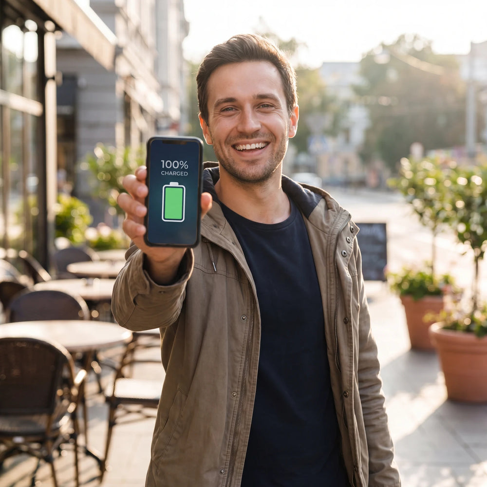 Portable Charger for Men — 20000mAh Power Bank in use
